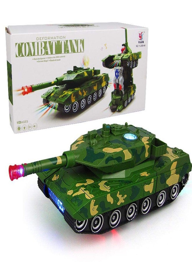 iChoice Green Combat Tank Transform Robot Toy with Light & Music, Automatic Transforming Robot Tank Toy for Kids with Bump Function - Image 5